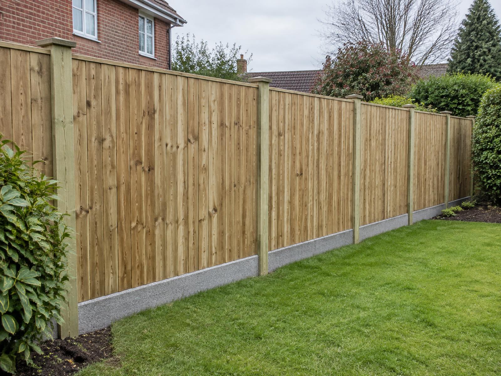 Illustrative garden boundary with closeboard timber fencing